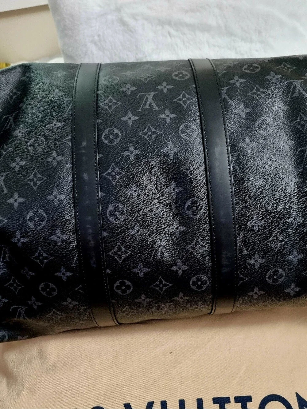 Louis Vuitton Black Monogram Keepall 55 Duffel Bag